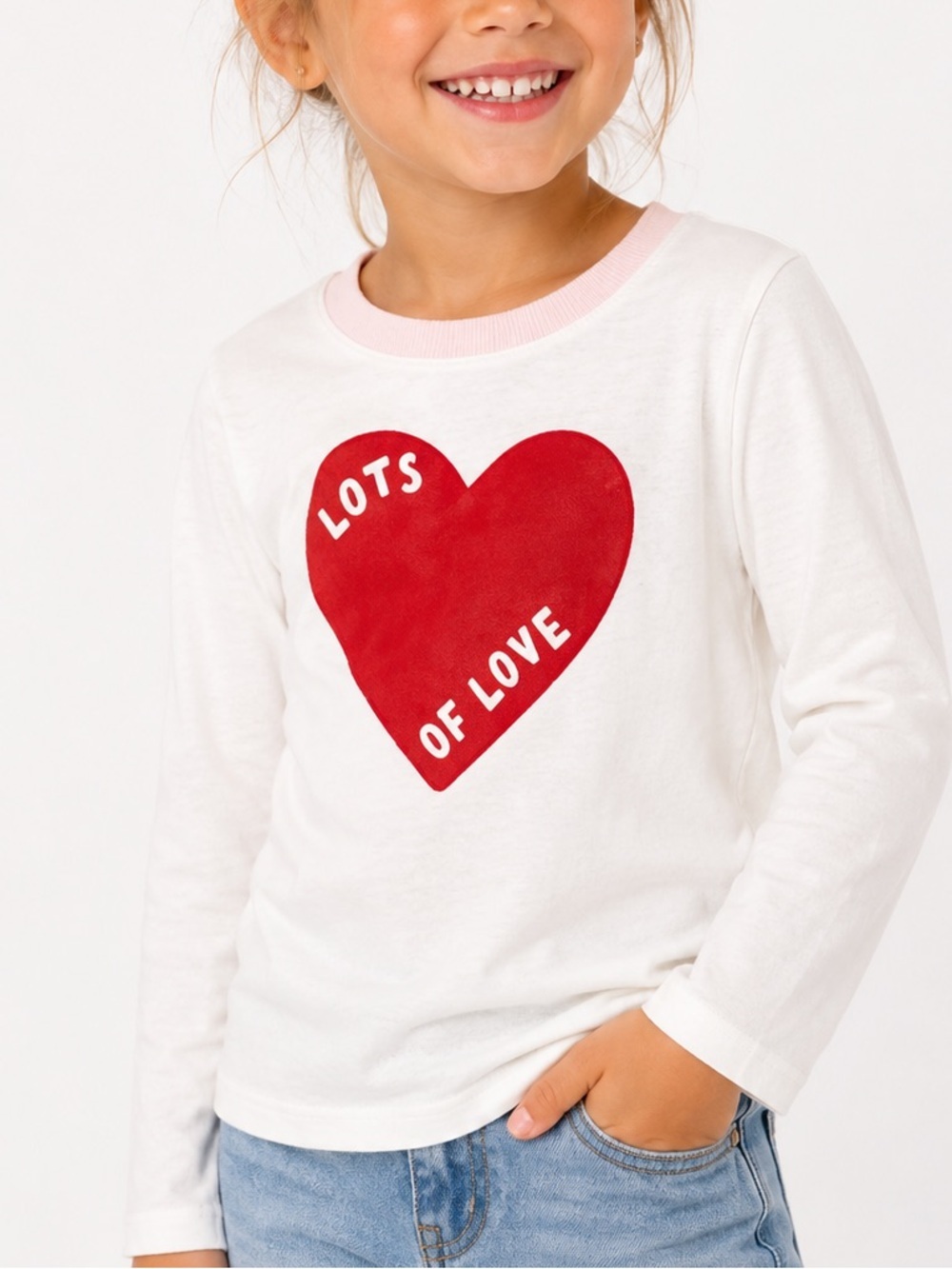 OLD NAVY NWT White Lots Of Love Heart Long Sleeve Toddler Tee 3T